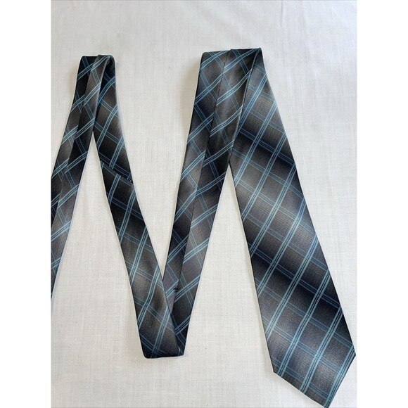 Pierre Cardin Dress Tie Men’s Size 57” Gray Blue Striped Argyle 100% Silk Design - Picture 4 of 12